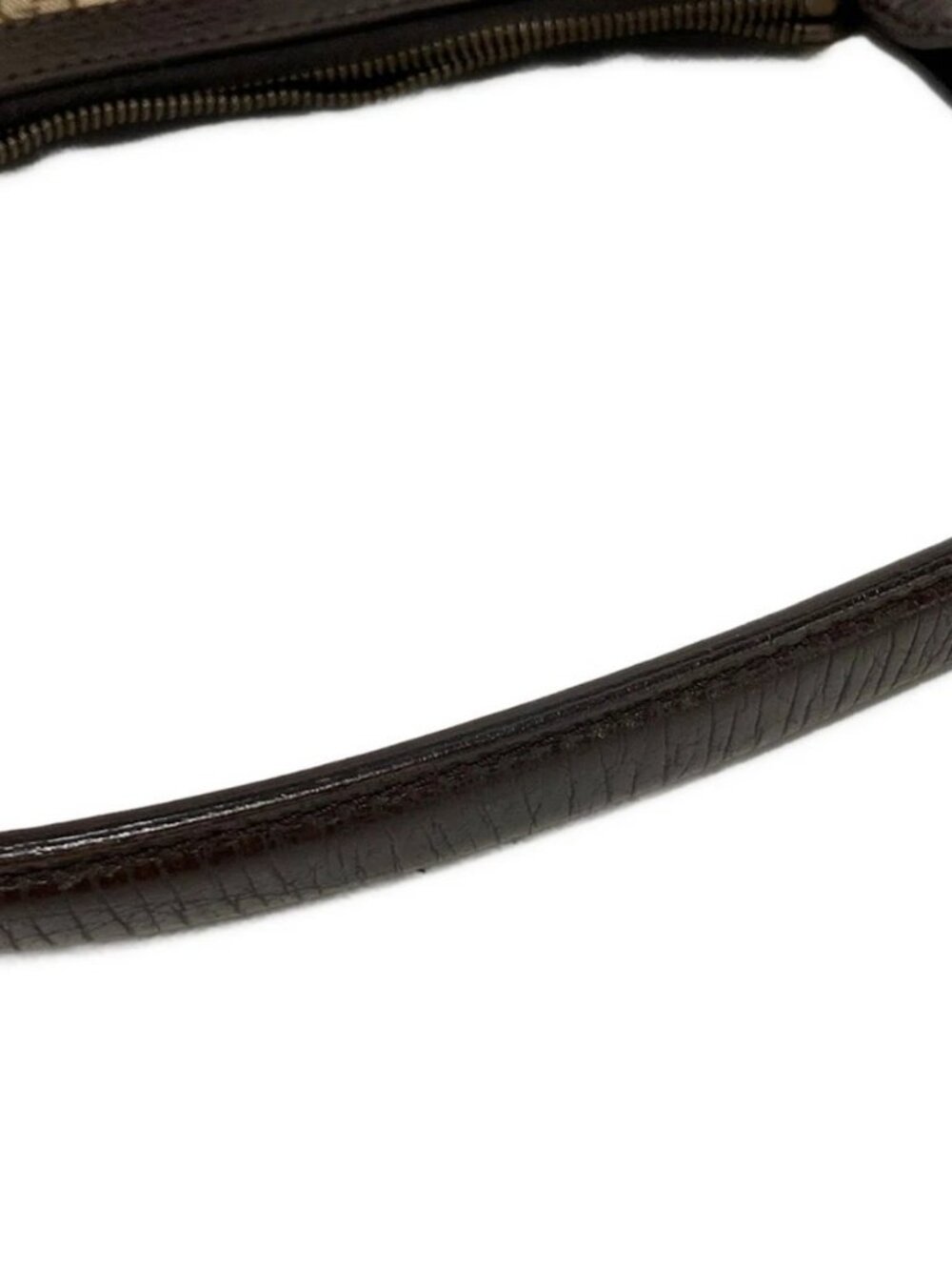 GUCCI Horsebit/GG 114890 Dark Brown Beige Jacquard Leather Handbag - Picture 9 of 15